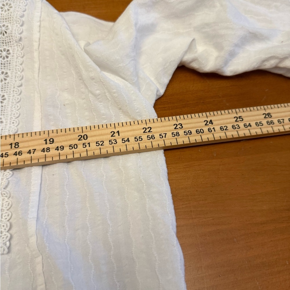 Pol Floral Fairy Lace Mock Neck Button Blouse Womens M White Whimsical Feminine - Picture 8 of 9